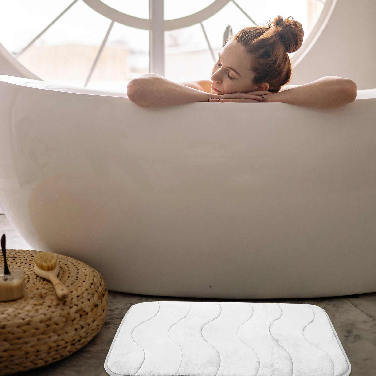 

Bathmat Memory Foam Floor Mat Grey 45x75cm Soft Anti Skid PVC Bottom Washable Bathroom Rug Water Absorption Quick Dry Small Mat