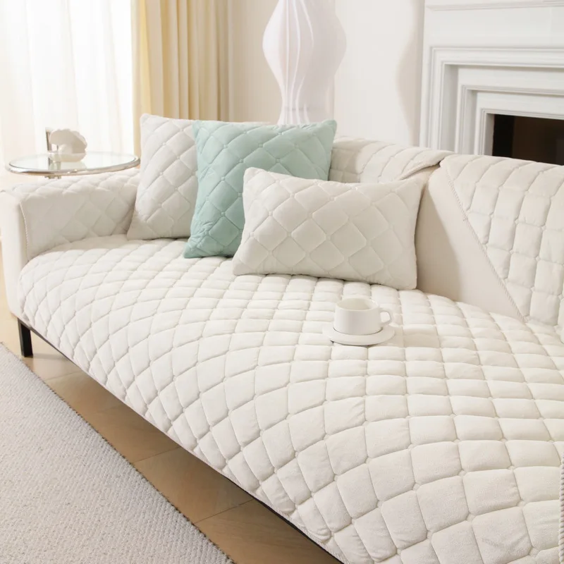 

1PC Nordic Plaid Sofa Seat Cover Thicken Soft Plush Sofa Slipcovers Non-slip Couch Towel Mat for Living Room Home Decor 쇼파커버