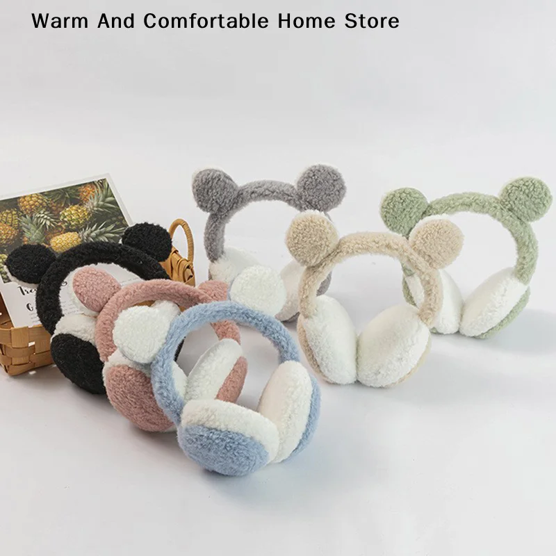 

Милые наушники с медвежьими ушками, женские зимние теплые теплые наушники, термоплюшевые наушники-ушанки, уличная защита от холода, пушистый чехол для ушей