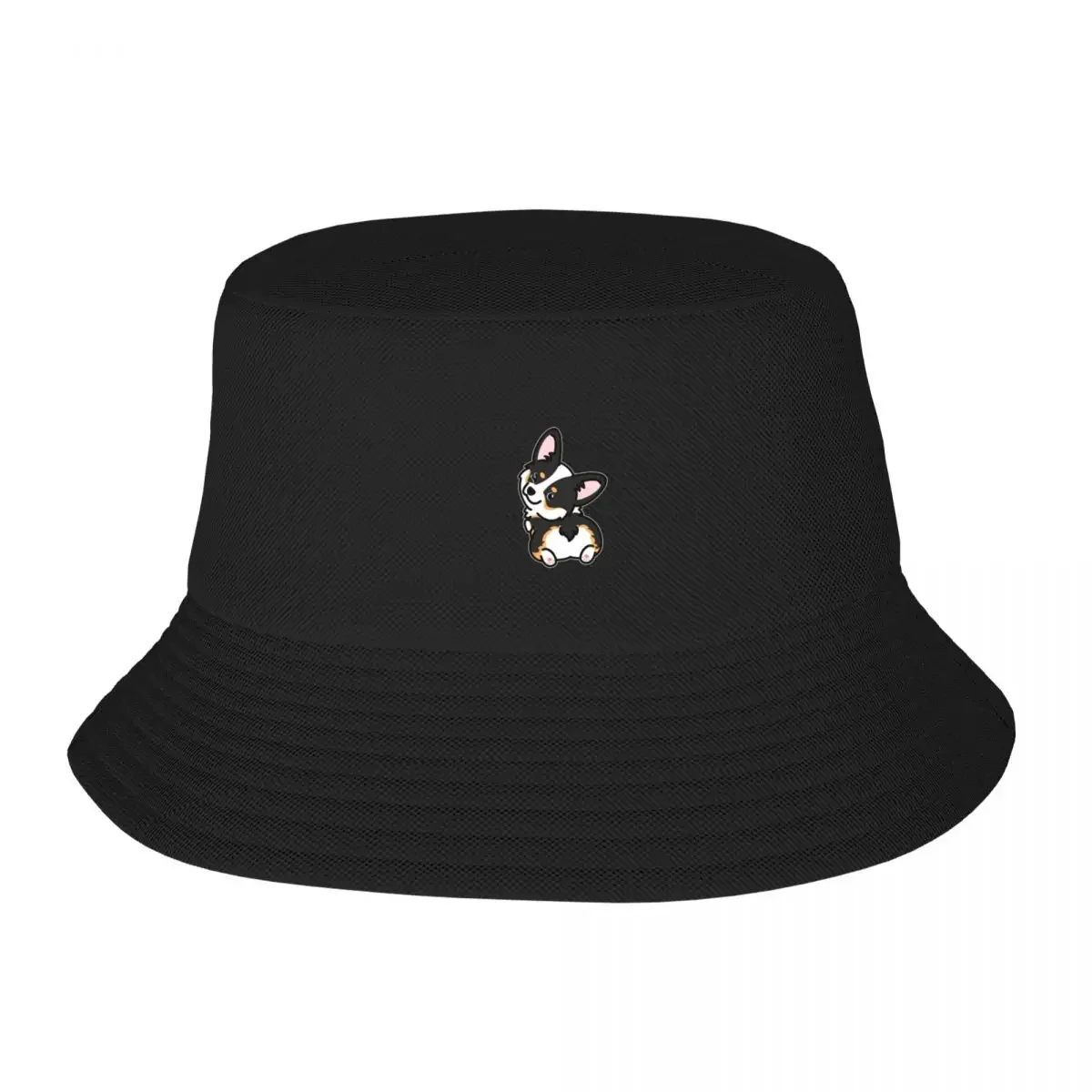 Black Tricolor Corgi Bucket Hat fashionable derby hat Man Cap Women's