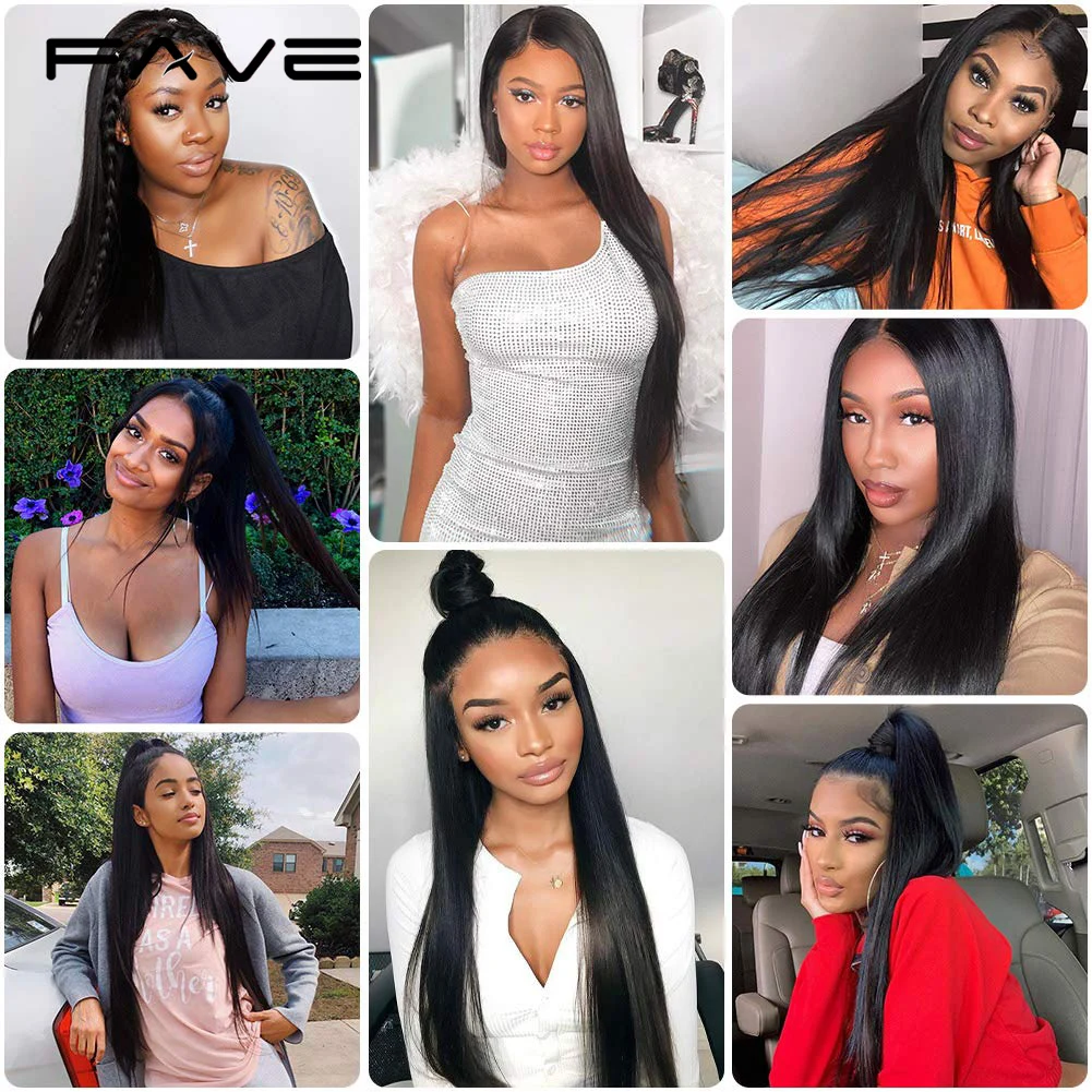 FAVE Lace Front Wigs Human Hair Straight Human Hair Wigs for Black Women 150% Density 4x4 Glueless Transparent Lace Frontal Wig