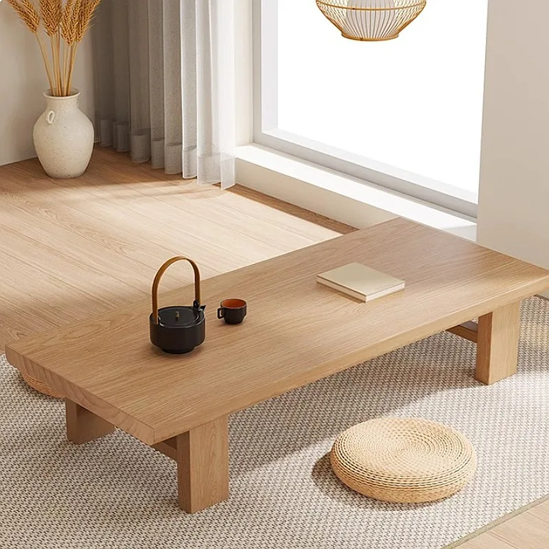 Zen Style Solid Wood Coffee Table Thicken Ottoman Anti-Scratch Base Tatami Tea Table