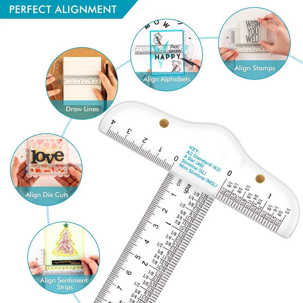 T-Shaped Ruler Acrylic Double-Scale DIY Sewing Craft Ruler Multi-Functional Drawing Measurement Reference Ruler