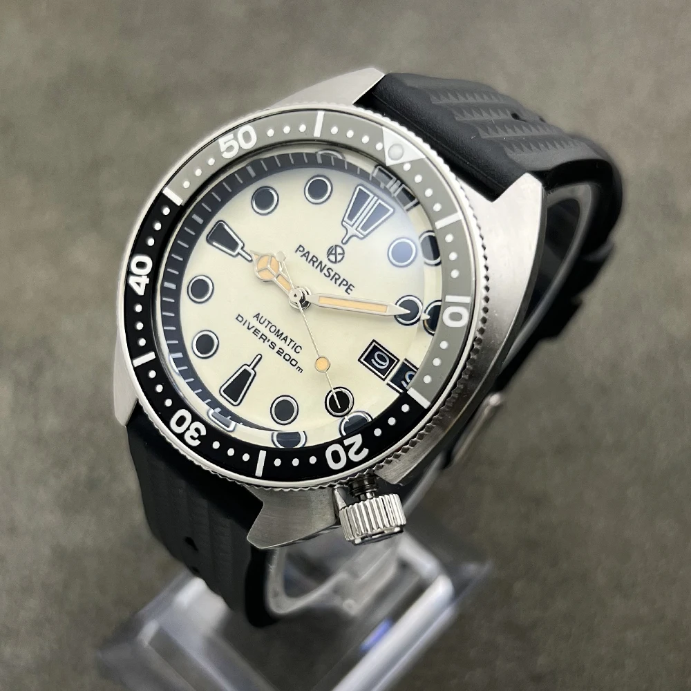 PARNSRPE custom Diver\'s Luxury Men Watch Small Abalone Automatic Mechanical China NH35Movement Aseptic Dial Sapphire Glass S28