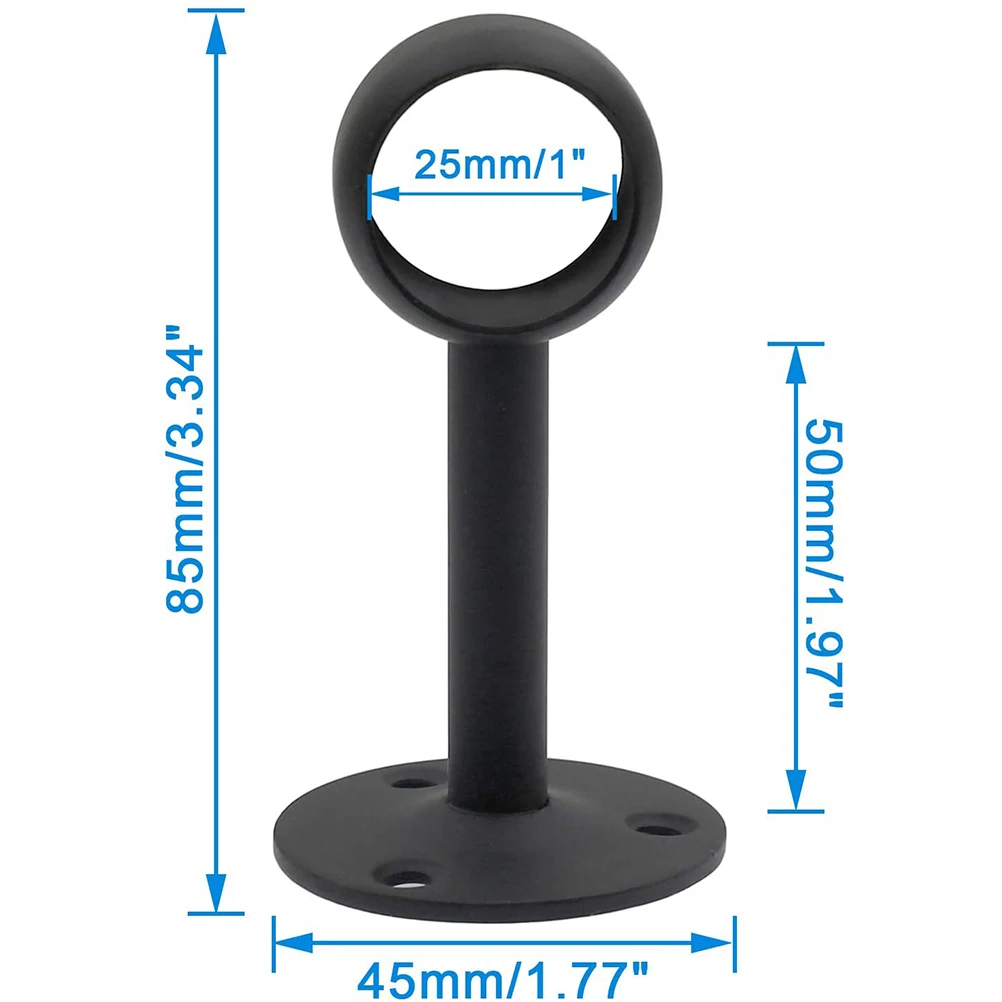 

1 Set Stainless Steel Curtain Rod Brackets Black Thickening Supports Easy Install Home Decor Shower Pole Accessories