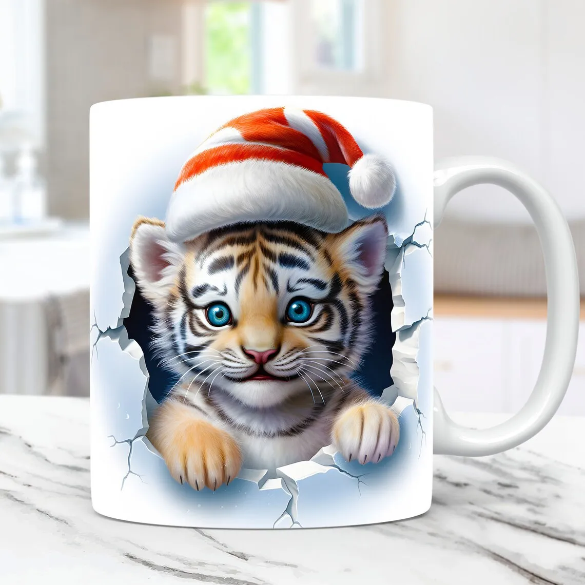 New Christmas 3D Animal Patterns, Tigers, White Bears, Puppies, Ceramic Coffee Mugs, Gifts for Friends
