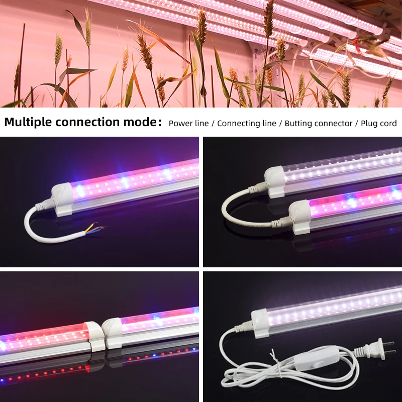 ไฟ Grow LED T8 T5แท่งไฟ LED แบบเต็มสเปกตรัม60ซม. 90ซม. 120ซม. สำหรับพืชต้นกล้าเรือนกระจกไฟ LED ไฮโดรโปนิกส์ในร่ม