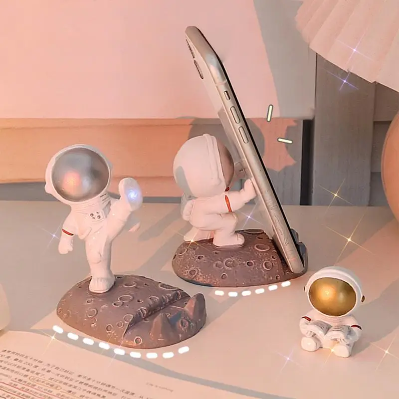 رائد الفضاء حامل الهاتف المحمول حامل رجل الفضاء النحت مكتب الديكور الهاتف الذكي قوس الحلي المنزلية (الذهب/الفضة عشوائي) #4
