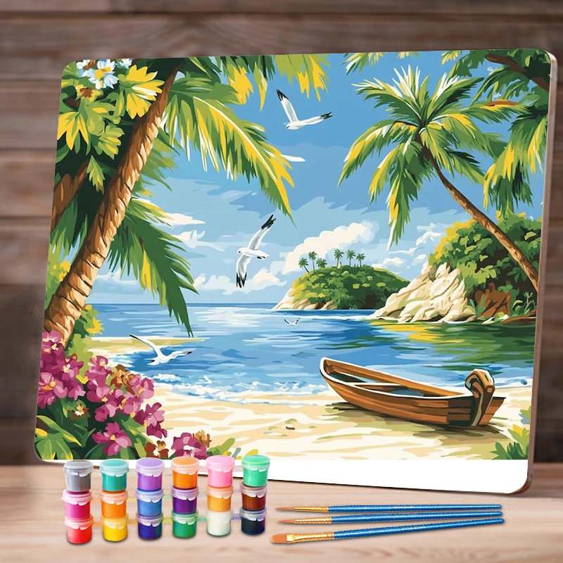 

GATYZTORY Beach Painting By Numbers Crafts Diy Crafts Landscape Modern Unframe Pictures By Numbers