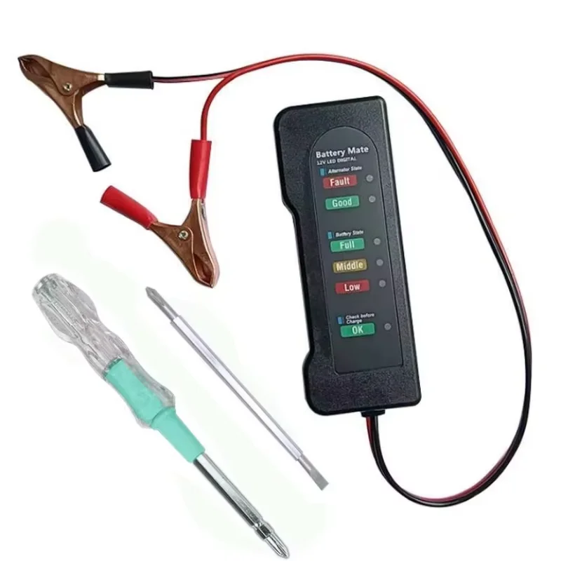12V Car Battery Tester, Alternator Tester Automotive,Battery Checker, Analyzer to Check Alternator & Battery Charging System,LED