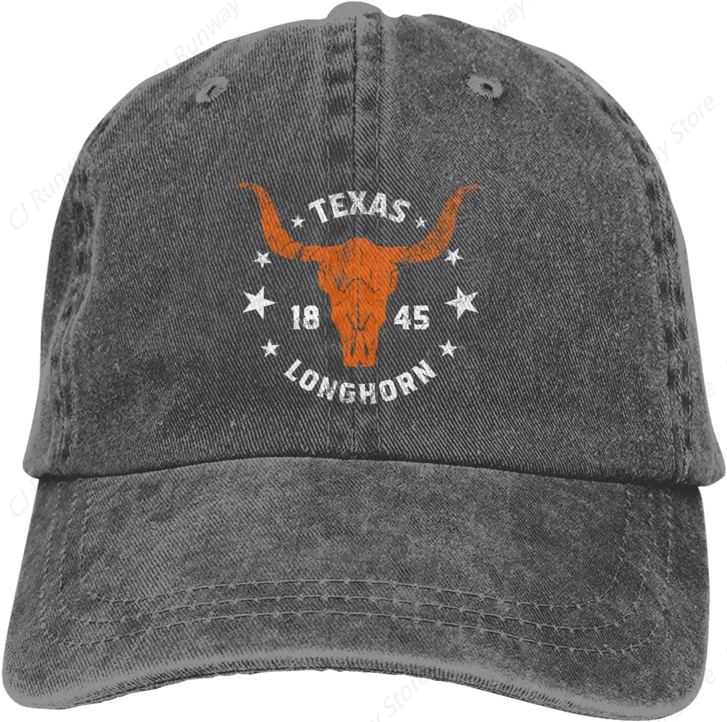 Texas 1845 Vintage Longhorn Ponytail Baseball Cap Vintage Denim Cowboy Hat