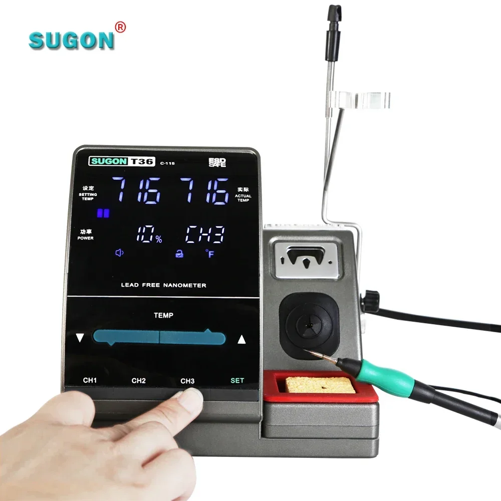 2026/Use 115 Tips Sugon T36 Digital Soldering Iron Phone Repair 40W Kit Hot Air Rework Station For Mobile Repair
