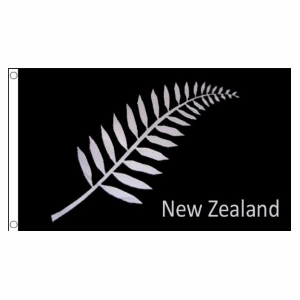 

New Zealand Fern Flag Double Stitched Black New Zealander Flags Banners with Brass Grommets House Indoor Outdoor Home Decoration