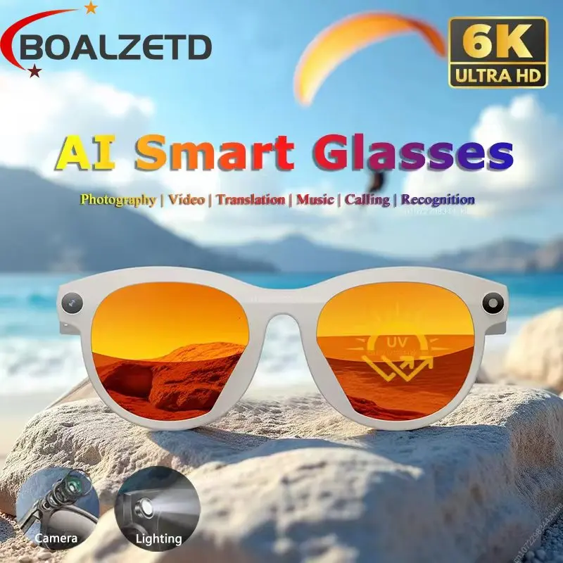 

New AI Smart Glasses 6K HD Camera Multifunctional Bluetooth Calling Voice Assistant Music Player Camera Glasses For Xiaomi Gift