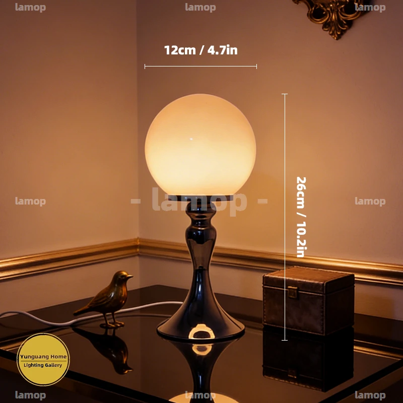 Murano Glass Smooth Sphere Table Lamp Gentle Ambient Glow Retro Art Lamp For Holiday Scene Homestay Interior Decoration