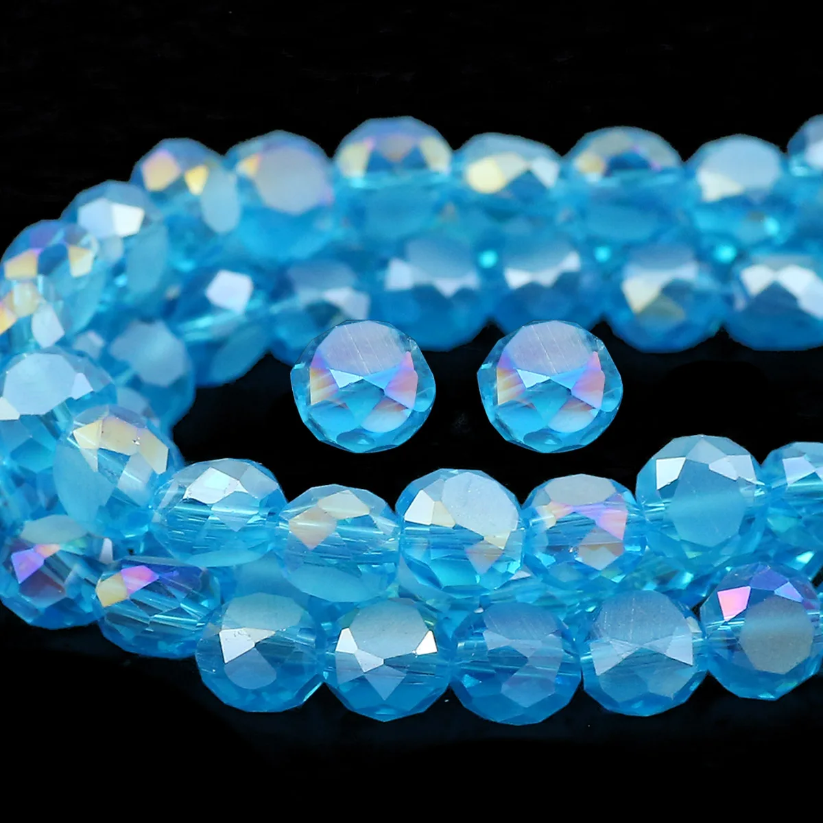 4x6/6x8mm Facettierte Flache Runde Seeblaue 50 Stück Österreichische Kristall-Abstandhalter Lose Perlen für Schmuckherstellung DIY 4x6/6x8mm Zubehör