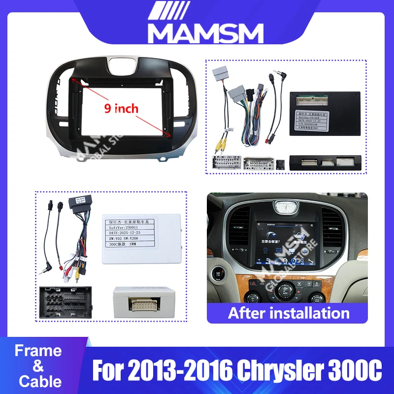 9 Inch Stereo Panel Harness Canbus Car Radio Fascia Frame For 2013-2016 Chrysler 300C Android Player Dash Fitting Trim Kits