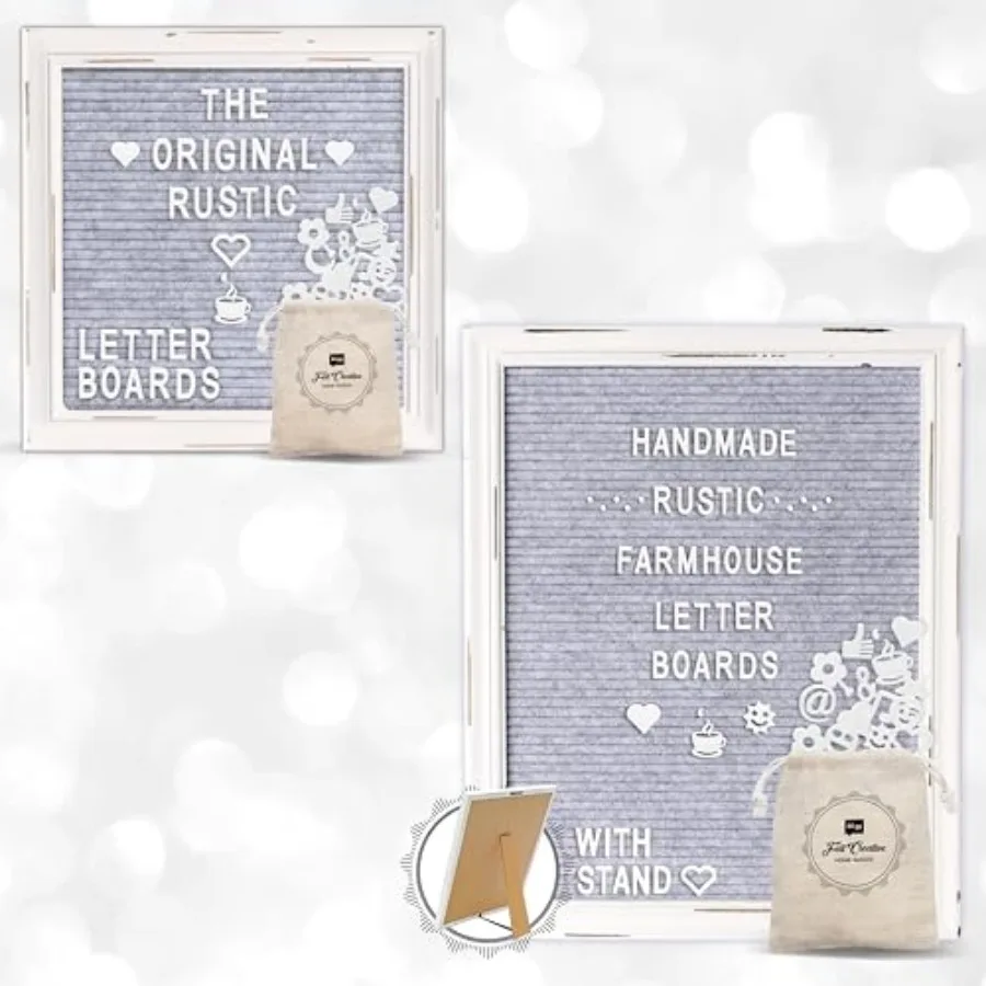 

Rustic Wood White Frame Felt Letter Board Bundle - 10x10" and 12x16" Gray