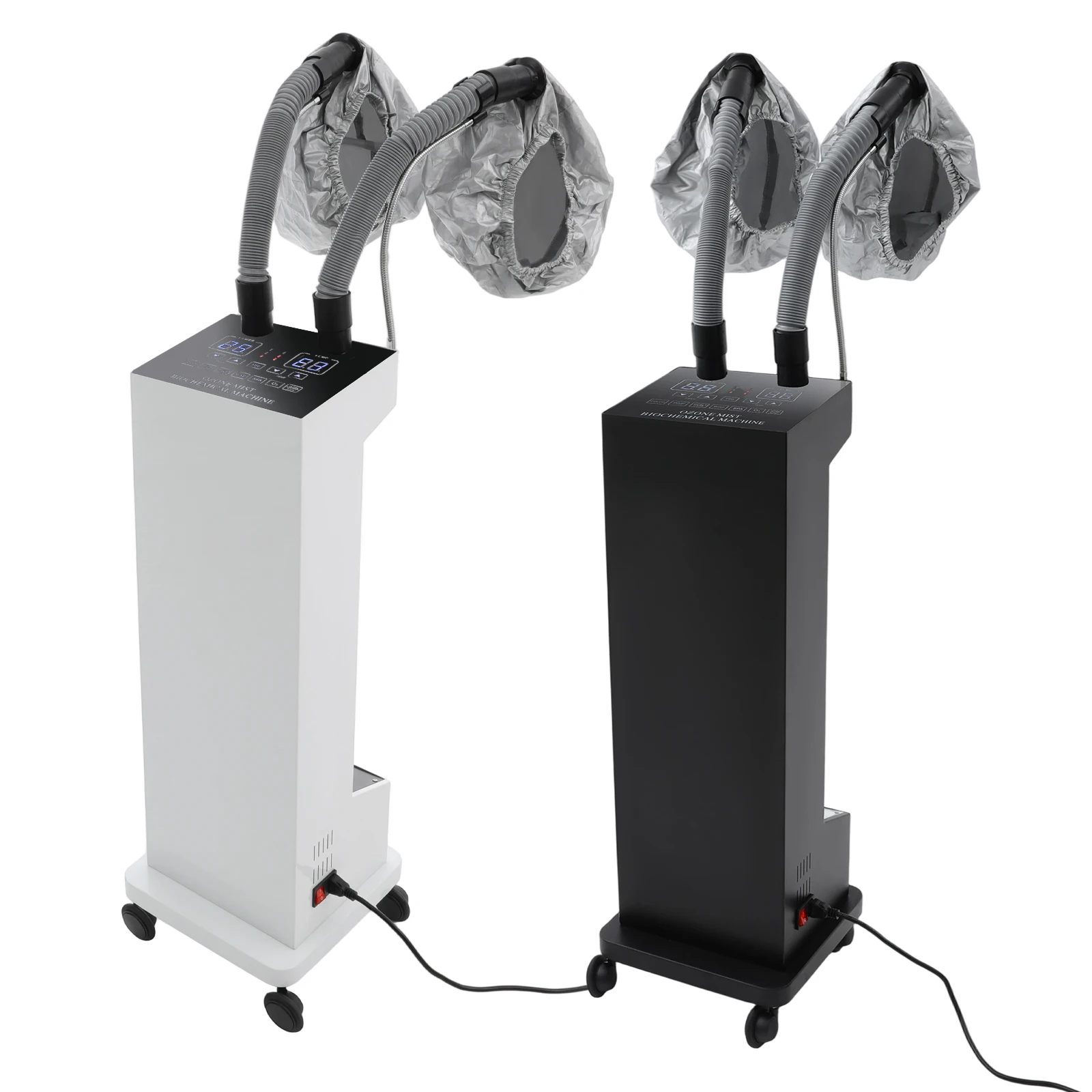 Máquina de vaporização de cabelo de tubo duplo 650W, barbeiro, dispositivo de cuidados capilares, micro névoa profissional, processador de cor de cabelo, 110V branco/preto