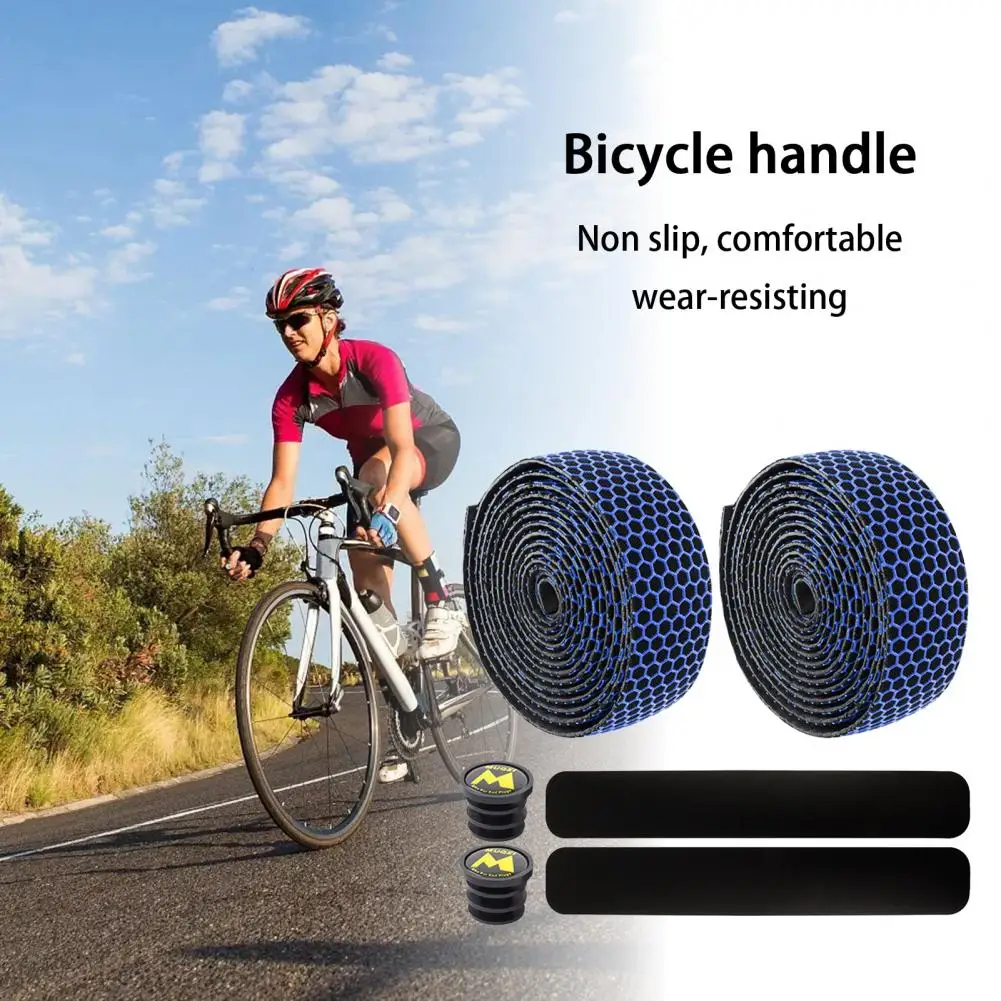 

1 комплект ленты для руля велосипеда, стойкая сотовая лента с заглушками, лента для руля дорожного велосипеда, Аксессуары для велосипеда