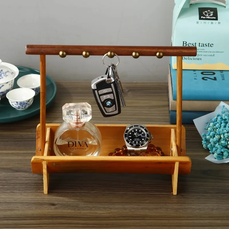 

Natural Walnut Jewelry Holder Bracelet Earrings Necklace Watch Jewelry Organizer Holder Stand with Bamboo Base Rack Hanger