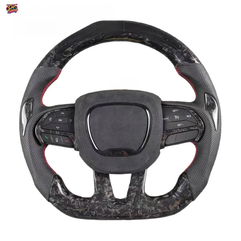 Suitable for Dodge Hellcat Charger Challenger SRT RT Napa Leather Custom Racing Carbon Fiber Steering Wheel