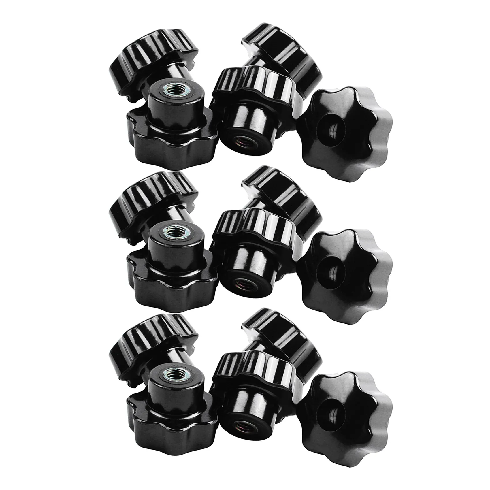 ABJI-15 Pieces Black Star Grip Knobs, Female Thread Diameter 8Mm, Head Diameter 40Mm
