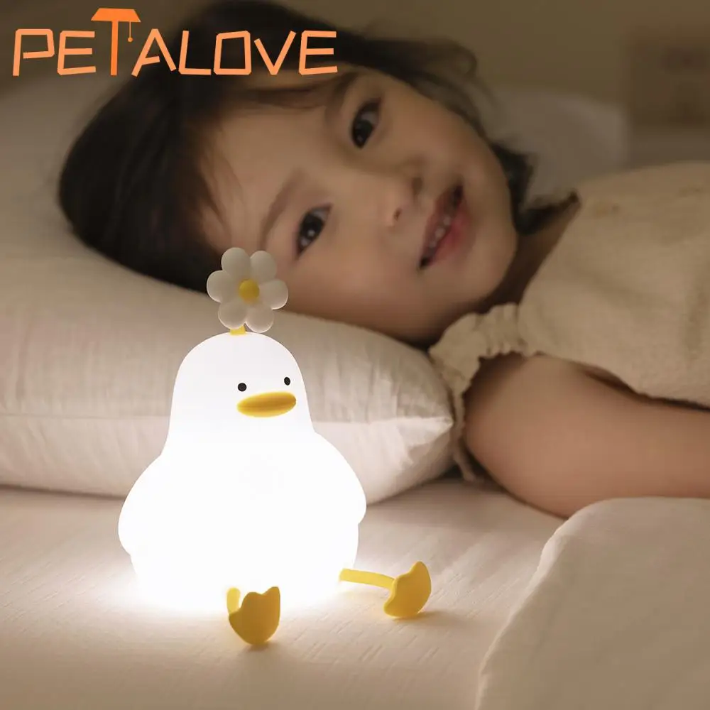 Tap Control Duck Night Light 3-level Brightness Large Battery Alarm Clock Comfortable Soft Save Light For Children Cute Gift