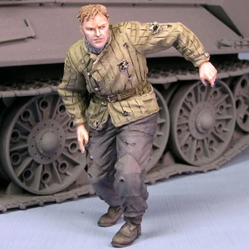 1/35 Scale Die Cast Resin Figure Model Kit Military Escaped Soviet Tank Crew 2 Persons Unassembled Unpainted Micro Scene Layout