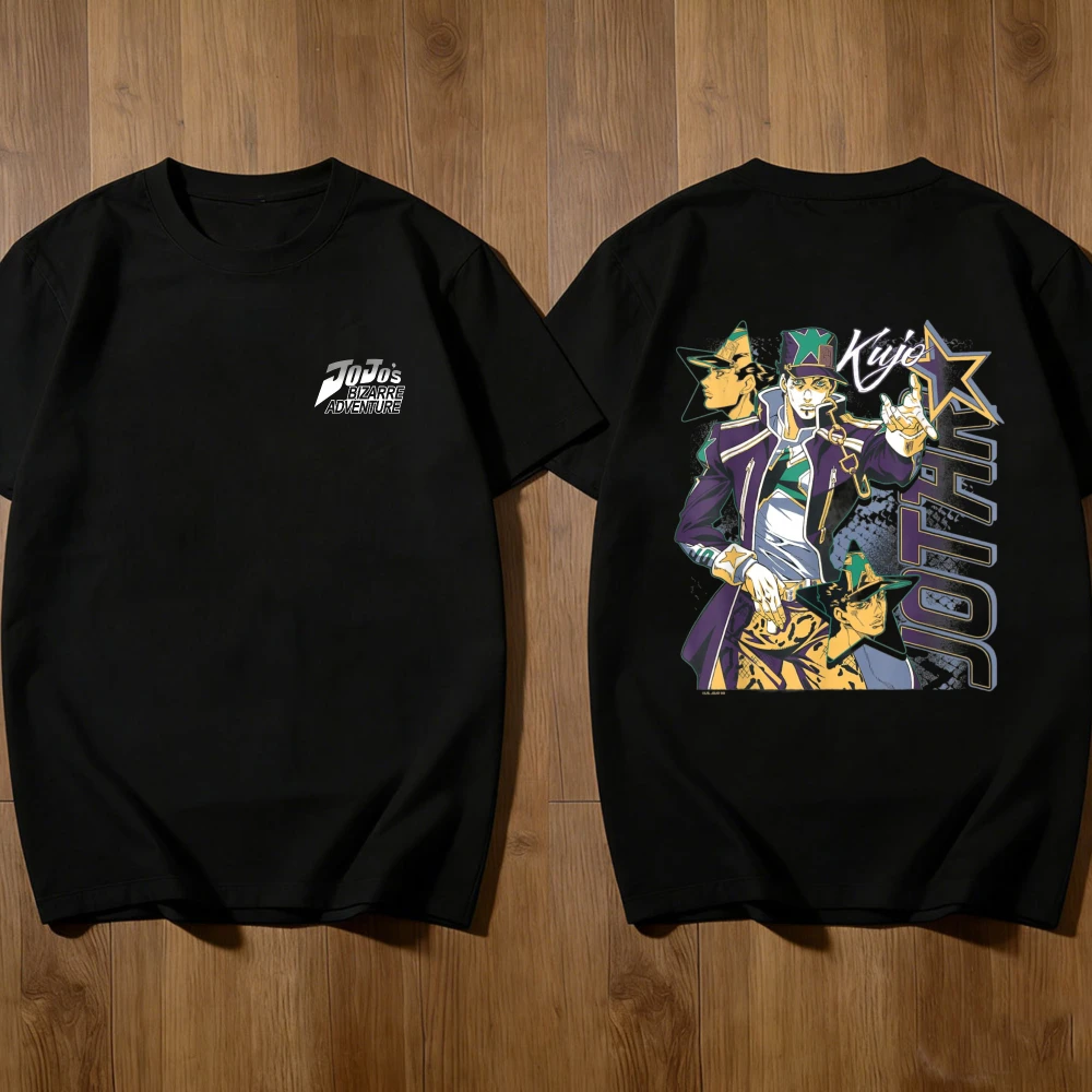 Cartoon Bizarre Adventure Kujo Jotaro Star Collage Anime T-Shirt Oversized T Shirt Graphic T Shirts Vintage Shirt Cotton Tee Top
