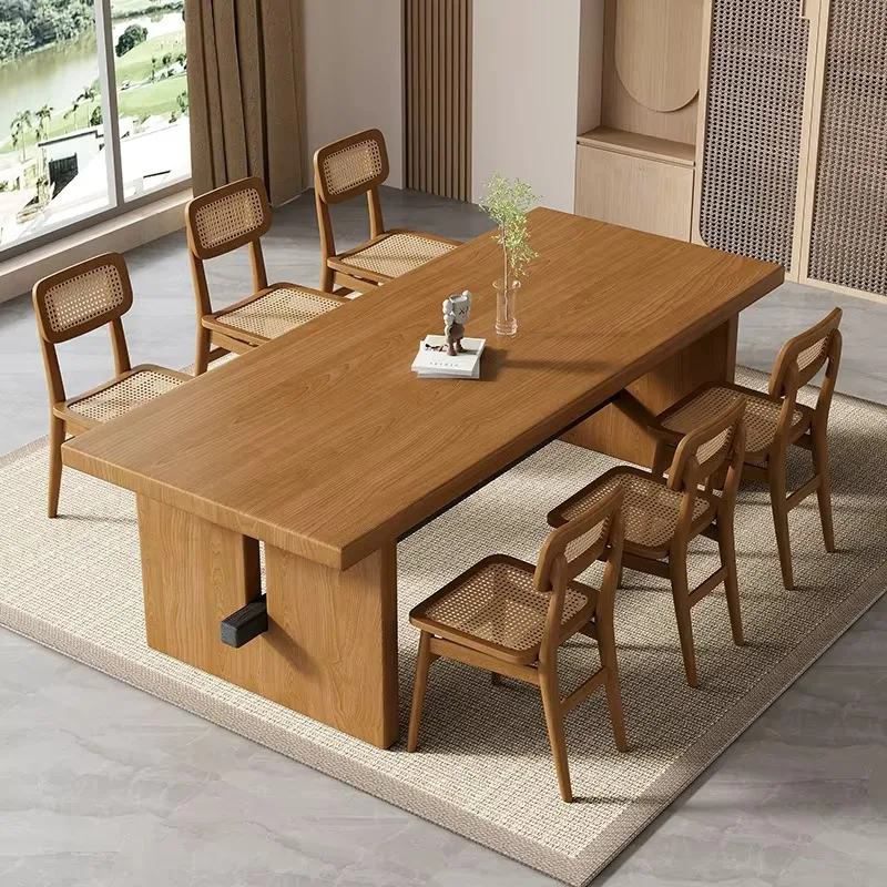 Designer Wooden Floor Table Oilproof European Luxury Modern Dining Table Living Room Design Mesas De Comedor Furniture Home