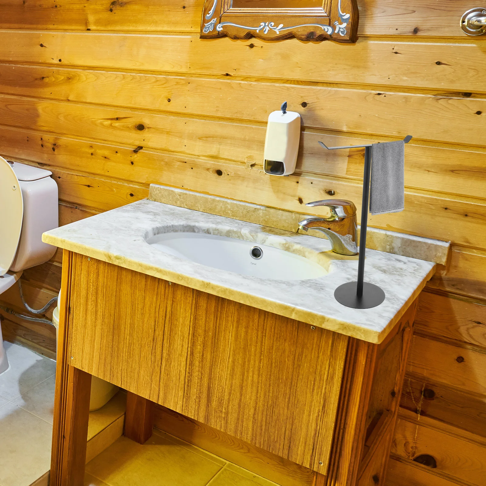 Suporte de toalha de mão em forma de t bancada banheiro e cozinha toalheiro organizador vertical economia de espaço