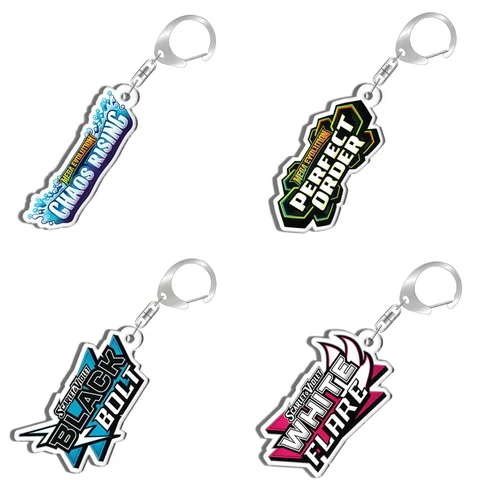 Keychain for Pokemones Prismatic Evolutions Chaos Rising Anime Game Fans Gifts Recycled Acrylic Backpack Pendant Decoration Rare