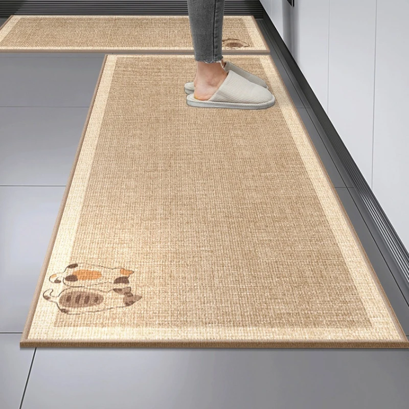 Kitchen Floor Mat Waterproof PVC Non-slip Oil-resistant Leather Rug Solid Color Long Strip Carpet Home Decoration Rugs 주방 깔개