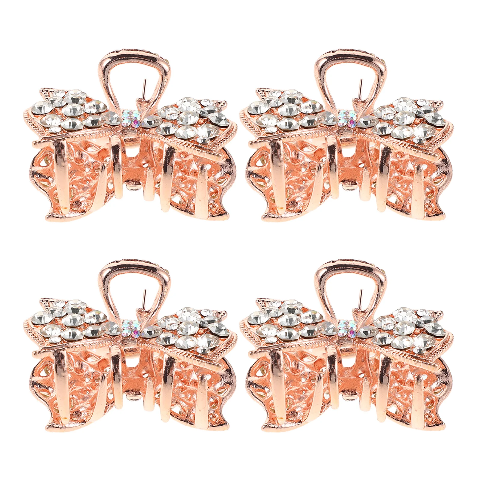 

4Pcs Elegant Bow Hair Claw Clips Rhinestone Accented Secure Hold Ponytail Hair Clips Stylish Barrettes for Women