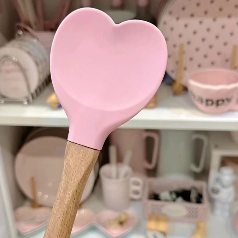 INS Cute Pink Love Pot Shovel Dormitory Girls' Kitchen Multi Use Kitchenware Long Handle Handmade Dessert Baking Tool Kitchen