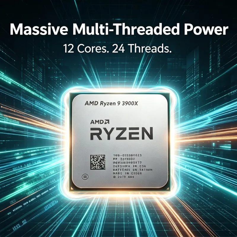 AMD R9 3900X Ryzen9 Multitasking Desktop CPU 3.8GHz 4.6GHz Boost Socket AM4 Zen2 Tray No Fan