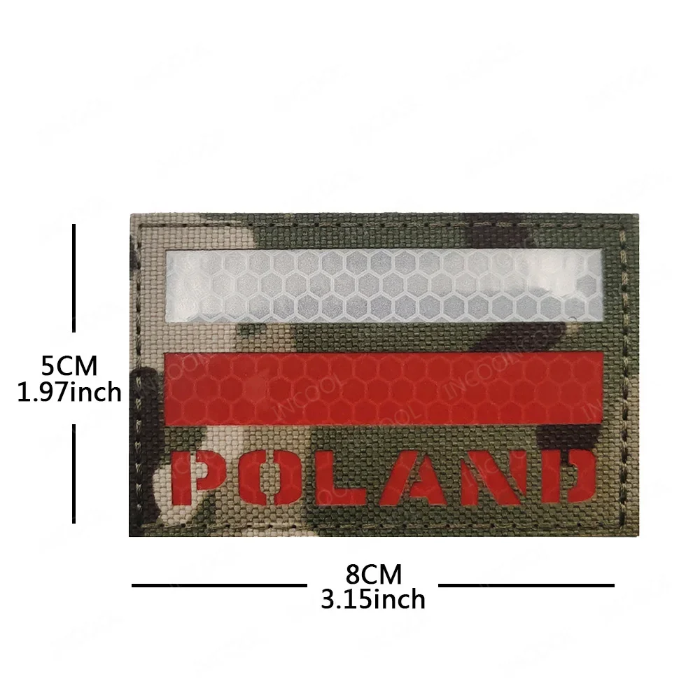 Poland Flag Patches IR Reflective Polish Flags Embroidered Patch PVC Rubber Polska Appliques Armband Tactical Decorative Badges
