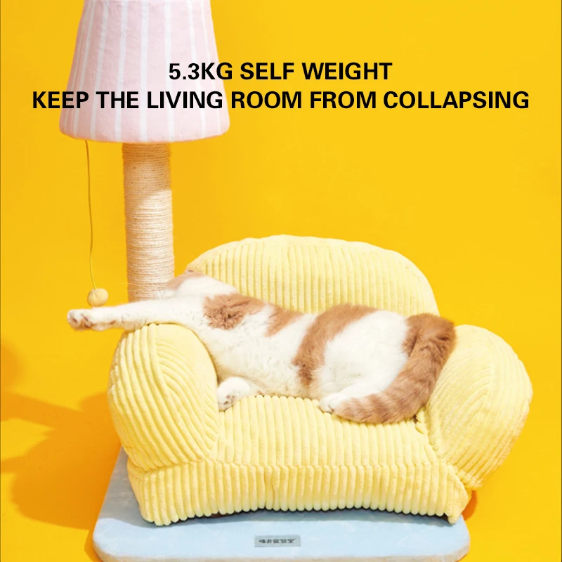 Kitten Living Room Sofa Set Cute Soft Cat Nest Cat Scratching Post Cat Toy 3-In-1 Multi-Purpose Anti-Slip Removable Warm Cat Bed