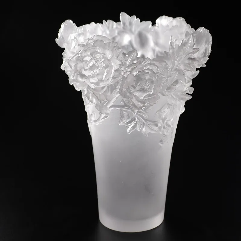 

Crystal Transparent Peony Vase Glass Floral Art Romantic Home Decoration Wedding Ornament Luxury Gift Series