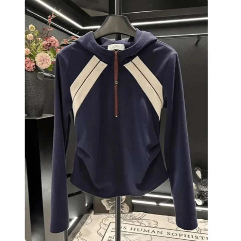 سترة نسائية بغطاء للرأس مقاس كبير لربيع 2025 سترة نسائية بقلنسوة ملونة كاجوال مريحة ملابس خروج