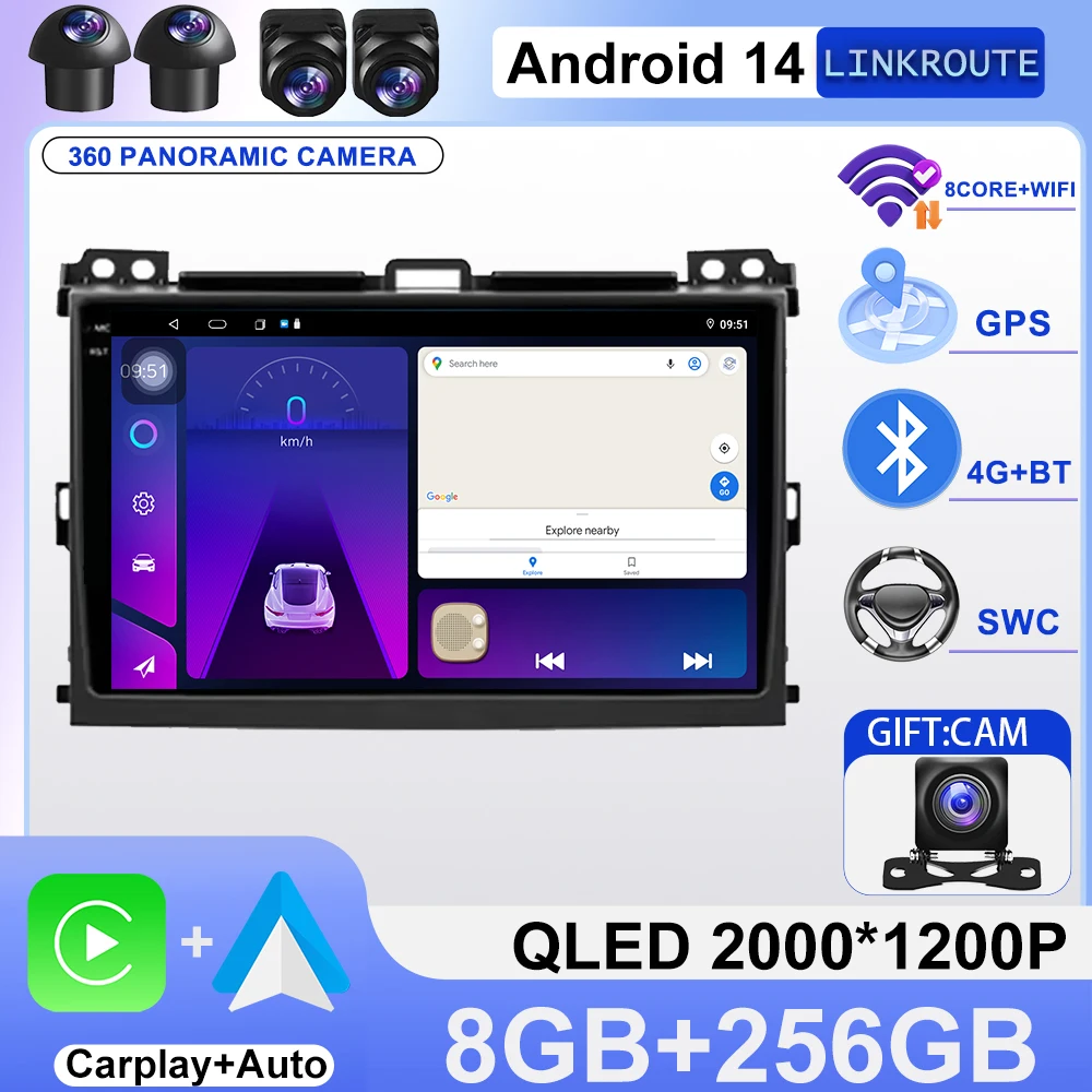 

Android Car Radio For Toyota Land Cruiser Prado 120 3 III For Lexus GX470 GX 470 J120 2002 - 2009 Car Multimedia Video Player BT
