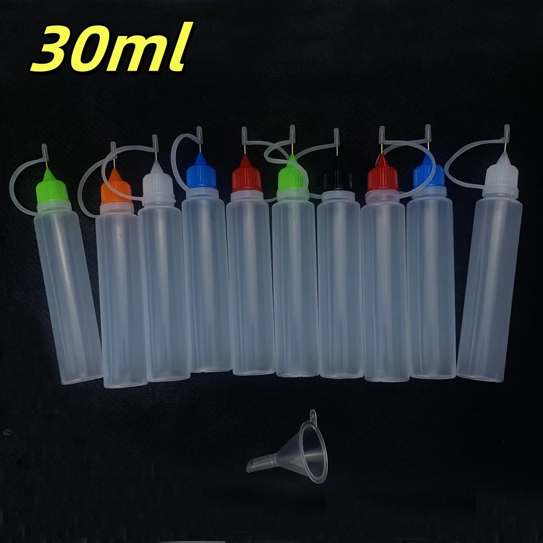 5Pcs Colorful 30ml Refillable Squeezable Needle Empty Bottle Point Line Diy Polymer Clay Pigment Tools gift Mini funnel