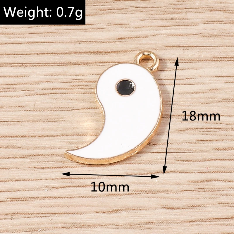 10 Stück niedliche, gemischte Emaille-Anhänger in Form von Tai-Chi-Motiven, Herzen und Sternen zum Basteln von Ohrringen, Halsketten und Armbändern, für DIY-Bastelarbeiten und als Schmuckzubehör. – Detail 10