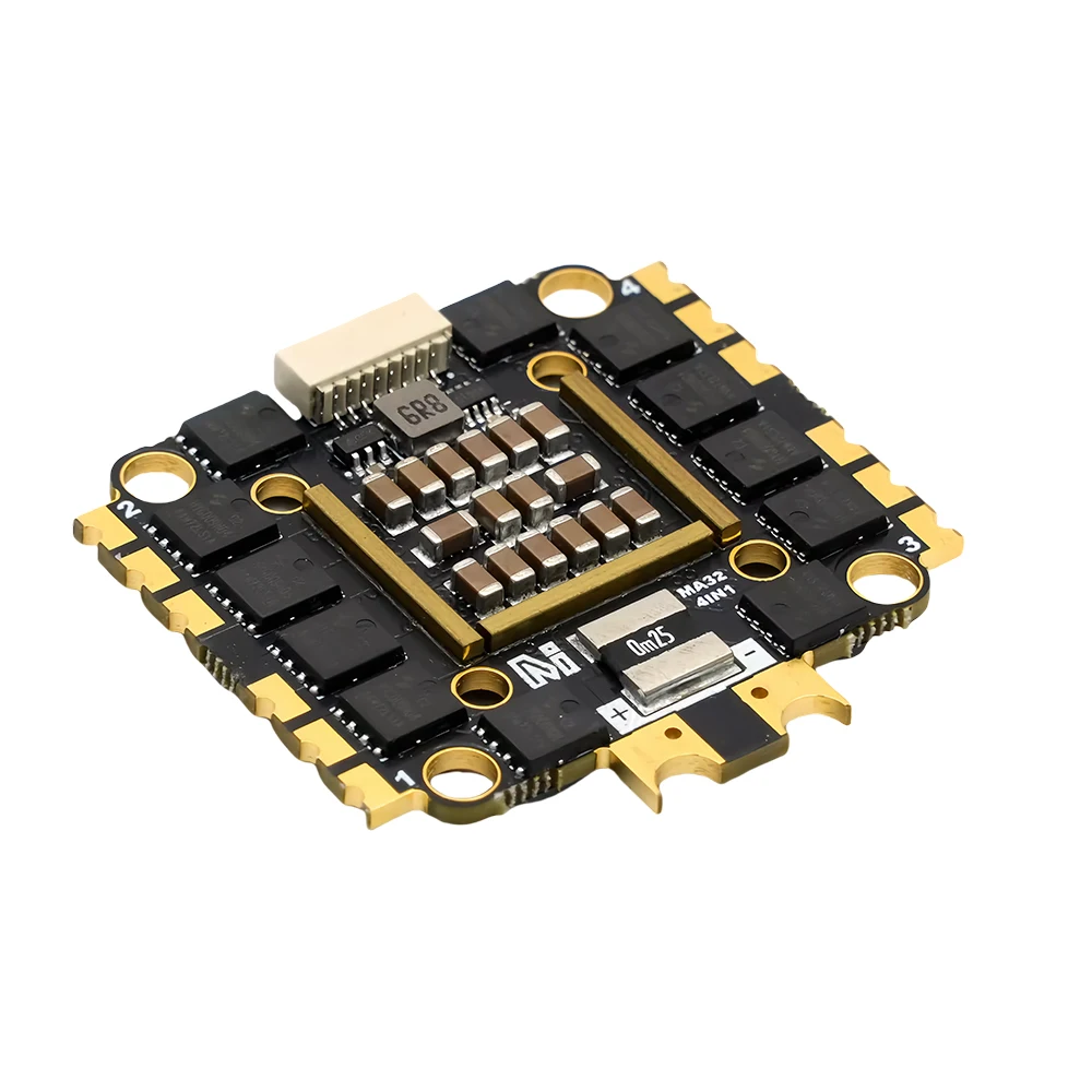 MicoAir 55A AM32 4N1 ESC 2-6S 32-bit FPV Traverser ESC Support PWM/DShot300 signals Inside/outside 2oz copper strip deflector