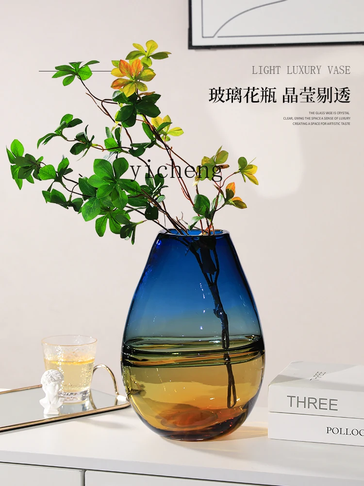 

BJ light luxury vase flower arrangement housewarming creative glass decoration entrance high-end ornament