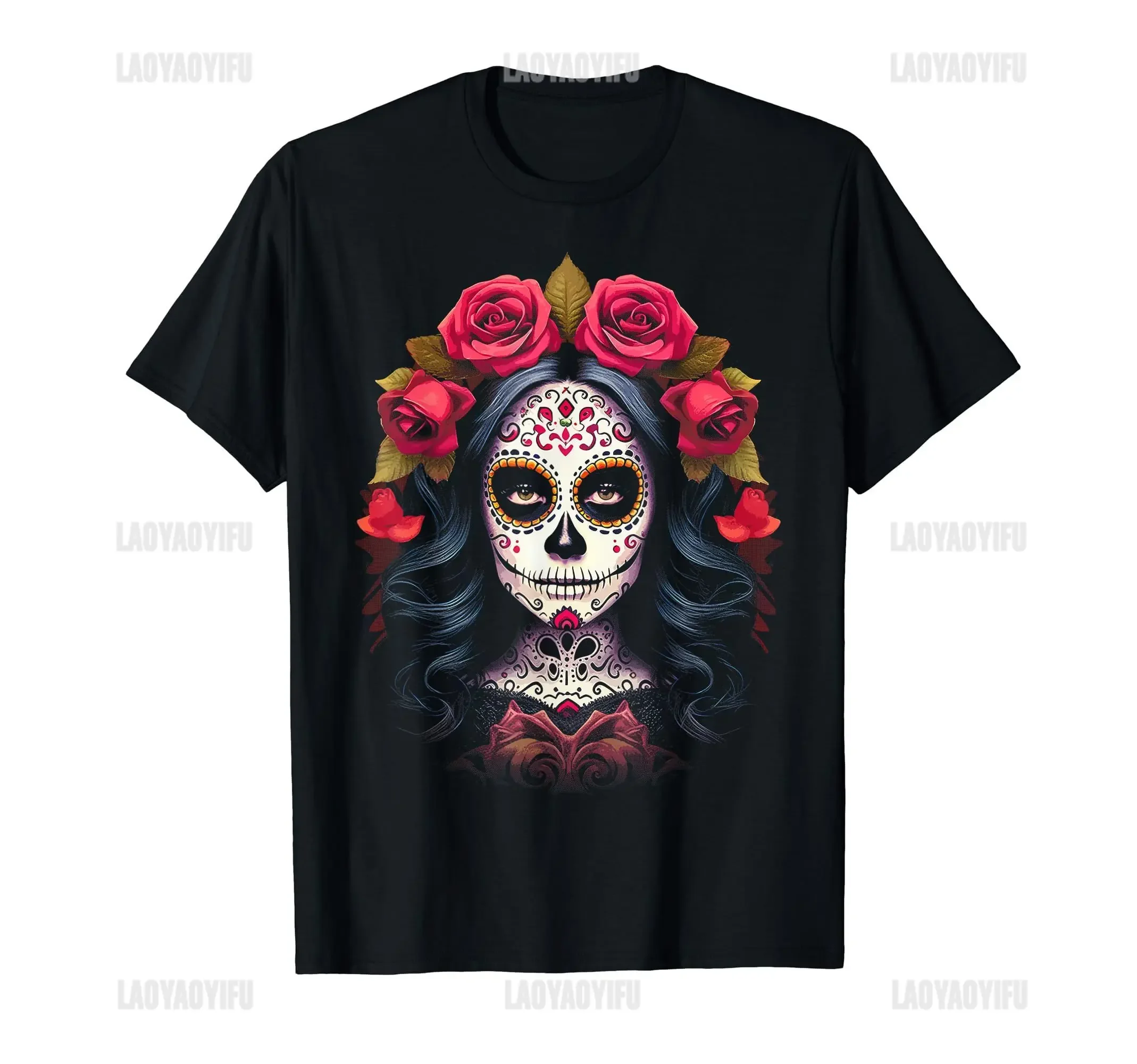 Sugar Skull Mexican Cotton Tees O-neck Female Unisex T Shirt Viva Mexico Women's TShirt Mexican Skull Day of The Dead Girls Tops