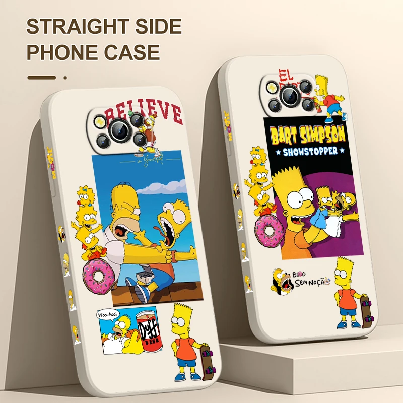 The Simpsons Homer Bart Disney For Xiaomi Poco Cover For X4 X3 F4 NFC M6 M5 M4 M3 GT S Pro 4G 5G Liquid Left Rope Phone Case