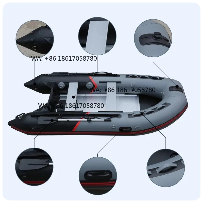 3.6m Inflatable Fishing Boat with Outboard Motor Lightweight HDPE & Carbon Fiber Hull Includes Hand Pump-13ft for 5 Persons