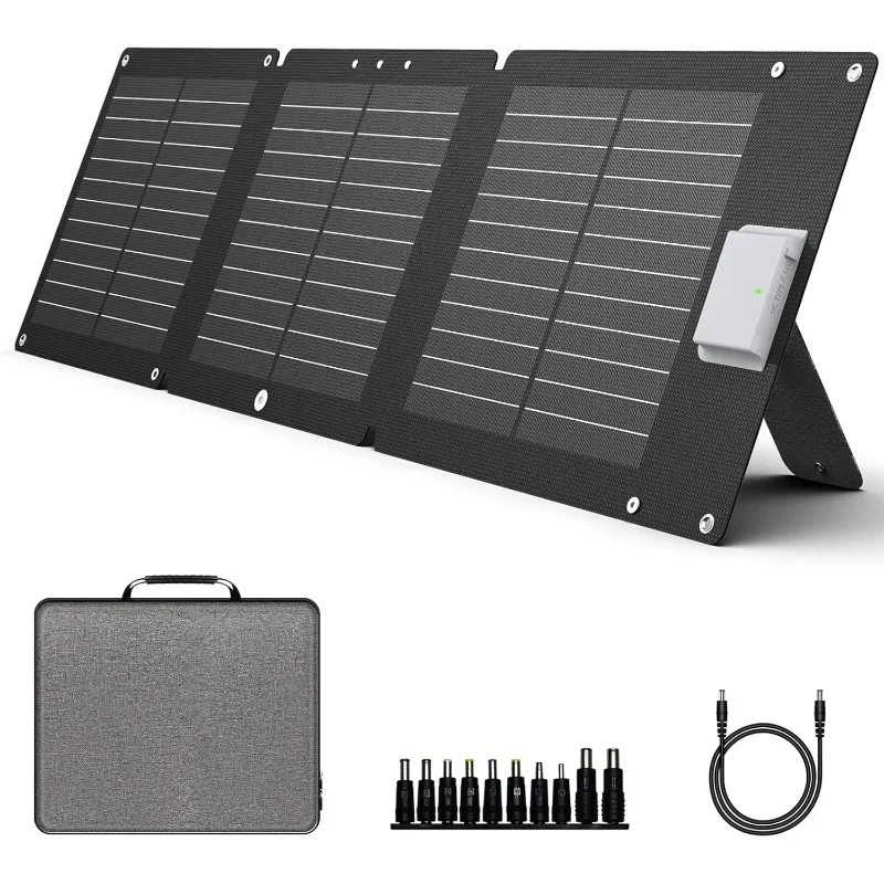 Portable Solar Panel 40W, Foldable Solar Charger for Outdoor Solar Generator Power Station, Adjustable KickstandDC to DC Cable